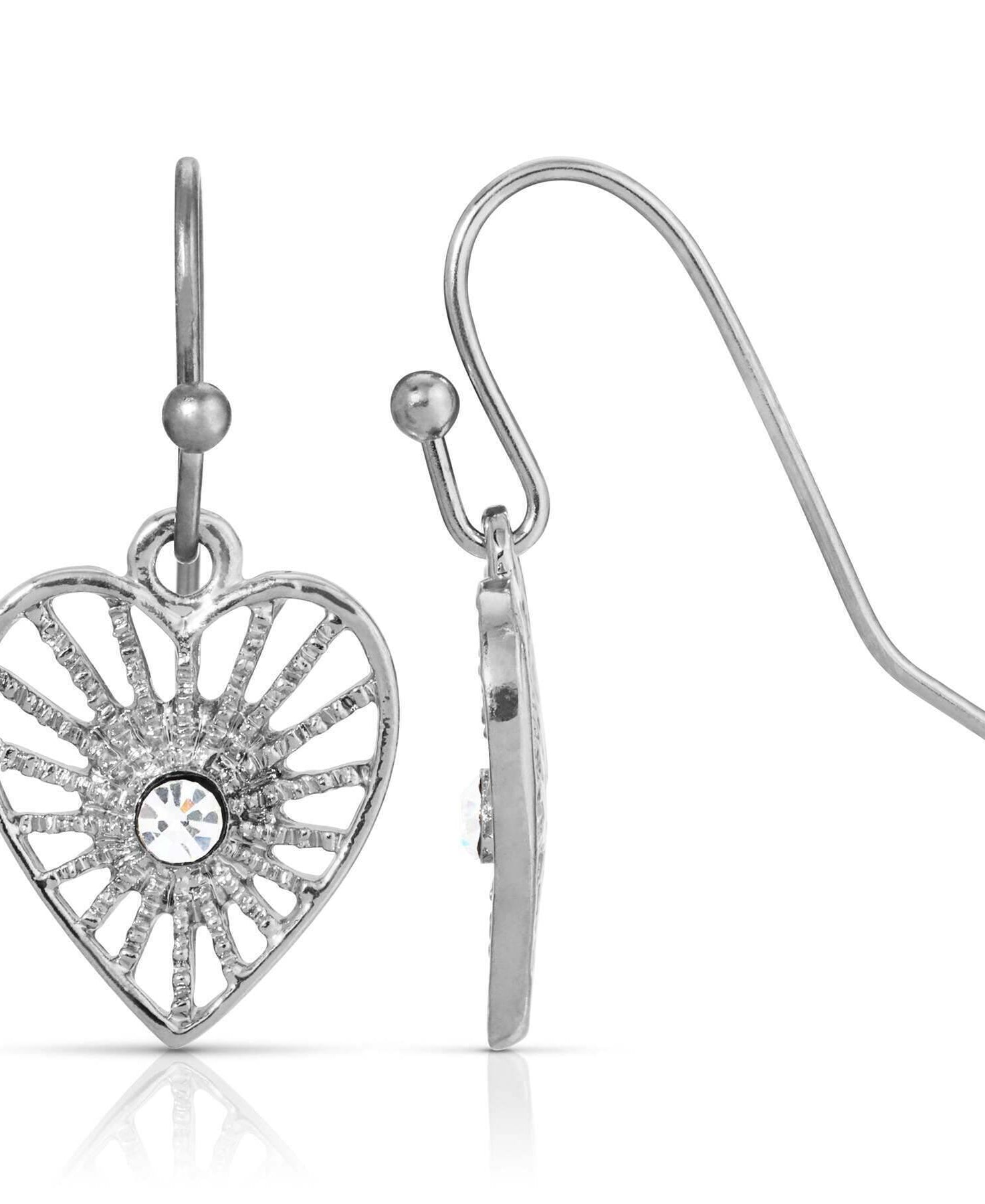 1928 Jewelry Radiating Heart Crystal Drop Earrings