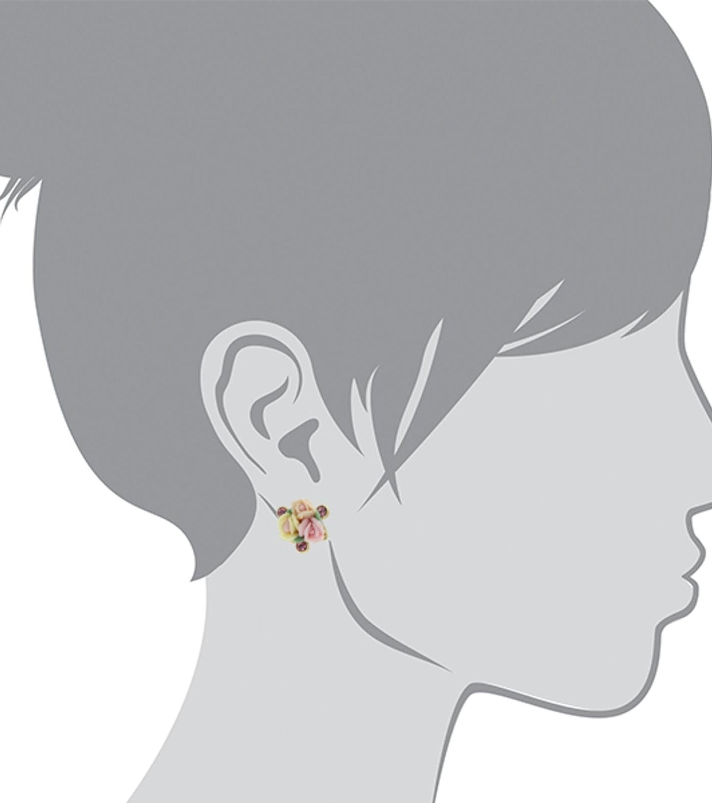 1928 Bridal Pink Crystal And Ivory And Pink Porcelain Rose Button Earrings