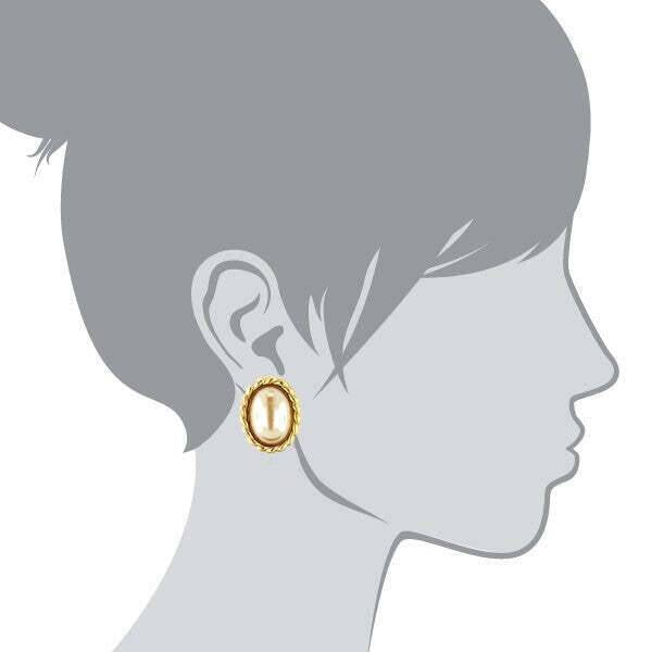 1928 Jewelry Faux Pearl Oval Button Earrings