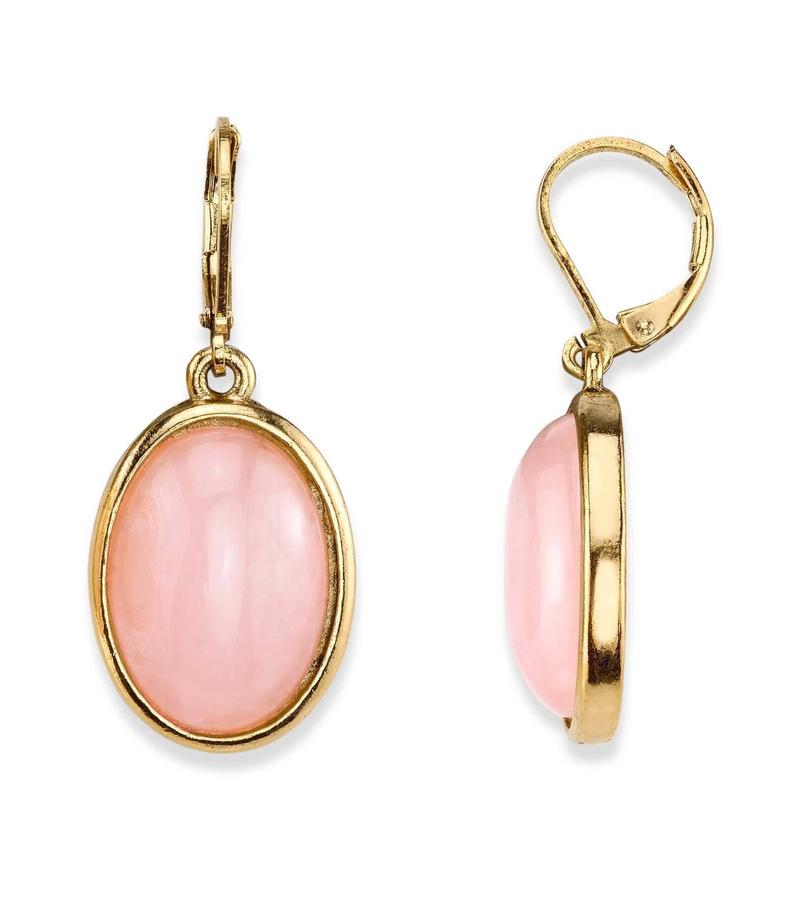 1928 Jewelry Oval Gemstone Drop Earrings