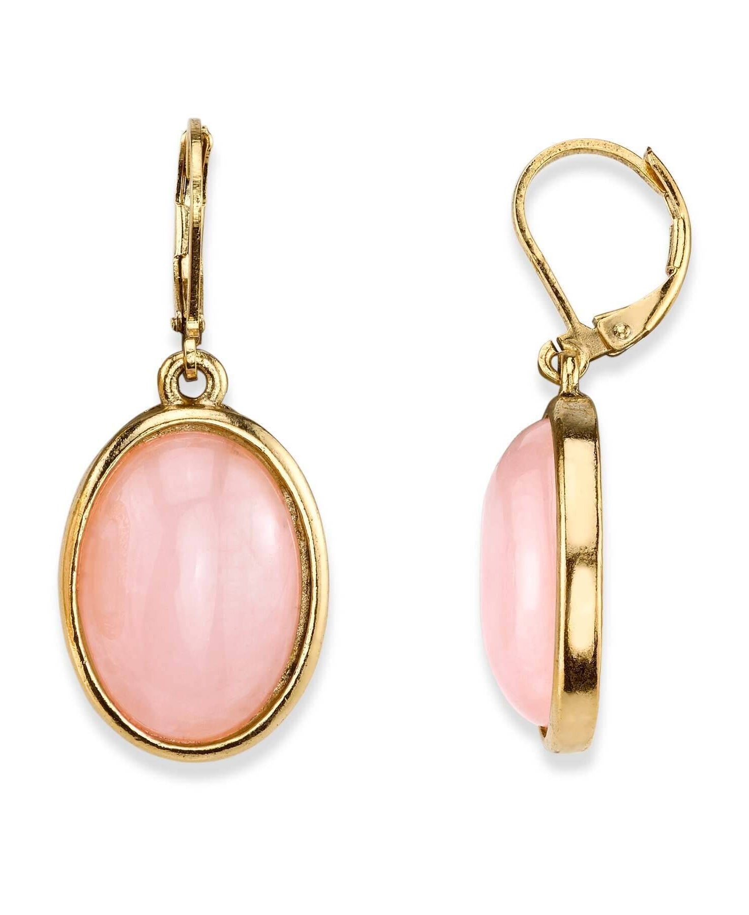 1928 Jewelry Oval Gemstone Drop Earrings