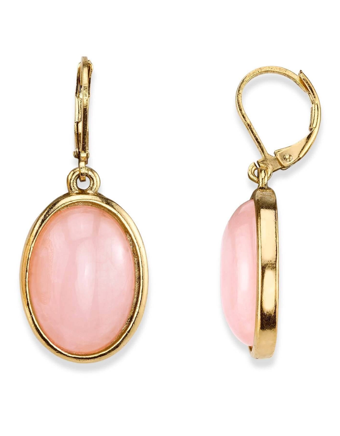 1928 Jewelry Oval Gemstone Drop Earrings