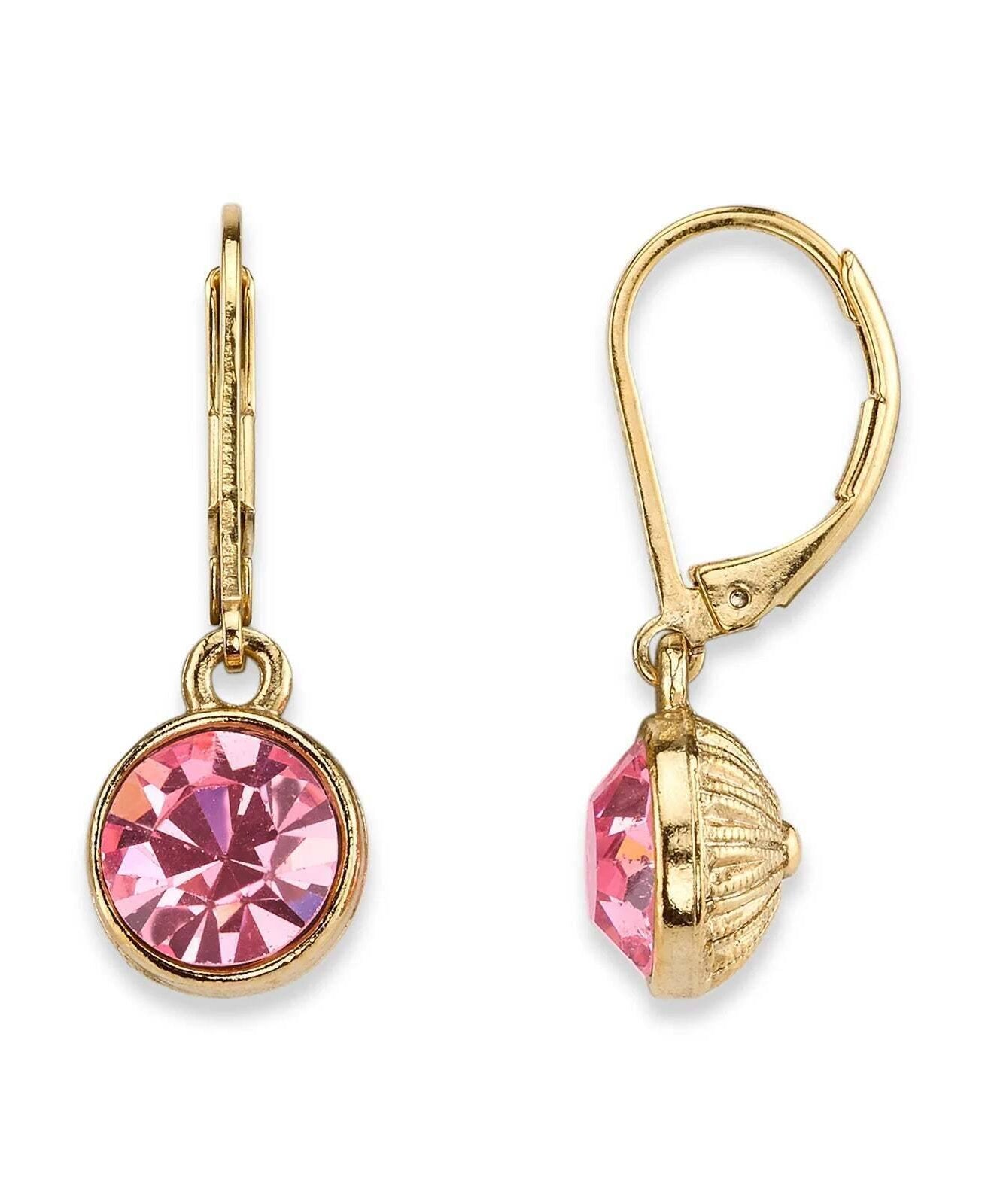 1928 Jewelry Round Crystal Dainty Drop Earrings