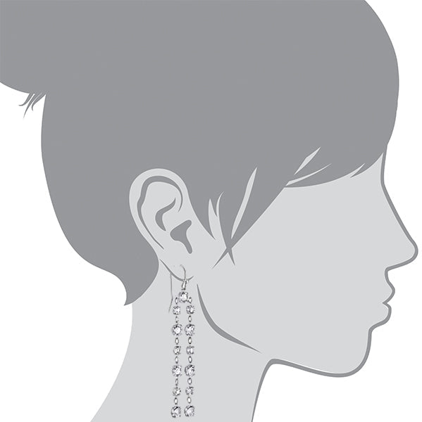 1928 Bridal Genuine Clear Austrian Crystal Linear Drop Earrings