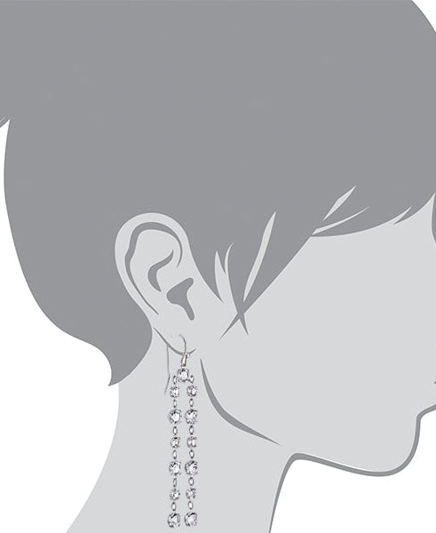 1928 Bridal Genuine Clear Austrian Crystal Linear Drop Earrings