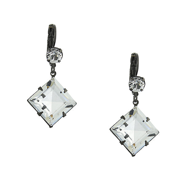 1928 Bridal Genuine Austrian Crystal Diamond Shape Drop Earrings