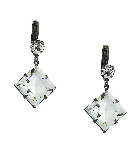 1928 Bridal Genuine Austrian Crystal Diamond Shape Drop Earrings