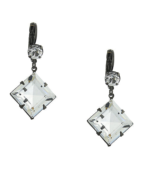 1928 Bridal Genuine Austrian Crystal Diamond Shape Drop Earrings