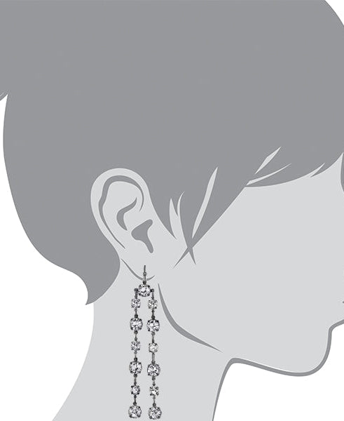 1928 Bridal Genuine Clear Austrian Crystal Linear Drop Earrings