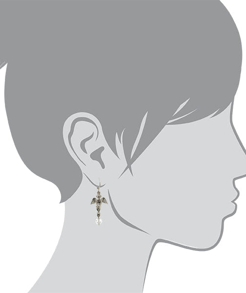 1928 Jewelry Winged Angel With Crystal Drop Earrings