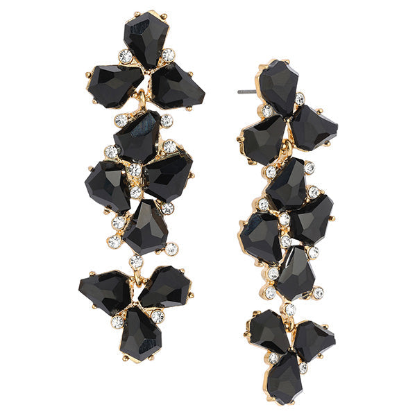2028 Jewelry Jet Black with Crystal Accent Linear Earrings
