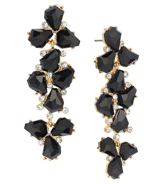 2028 Jewelry Jet Black with Crystal Accent Linear Earrings