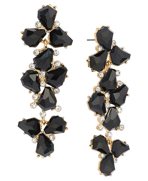 2028 Jewelry Jet Black with Crystal Accent Linear Earrings