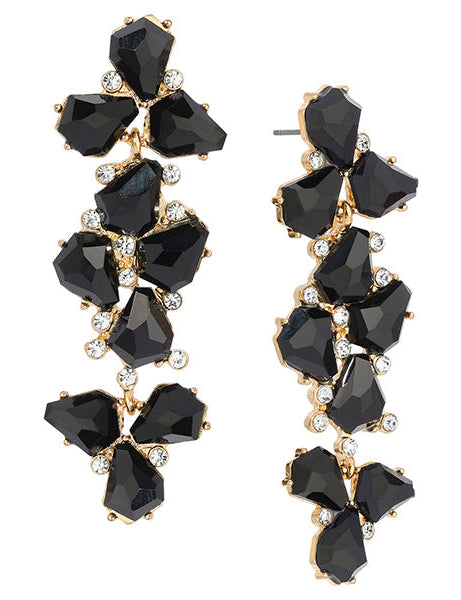 2028 Jewelry Jet Black with Crystal Accent Linear Earrings