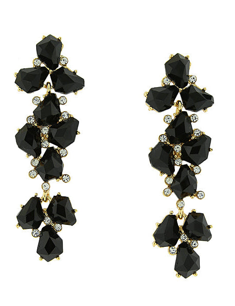 2028 Jewelry Jet Black with Crystal Accent Linear Earrings