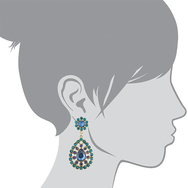 2028 Jewelry Blue Zircon And Blue Sapphire Ab Crystal Large Teardrop Drop Earrings