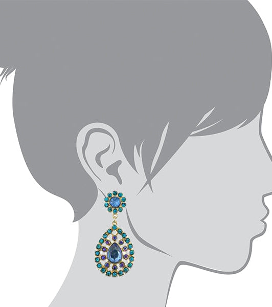 2028 Jewelry Blue Zircon And Blue Sapphire Ab Crystal Large Teardrop Drop Earrings