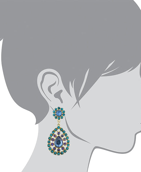 2028 Jewelry Blue Zircon And Blue Sapphire Ab Crystal Large Teardrop Drop Earrings