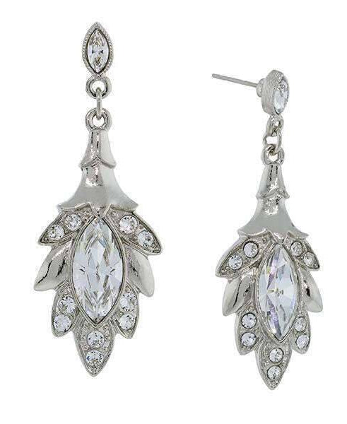 2028 Jewelry Genuine Austrian Crystal Navette Leaf Drop Earrings