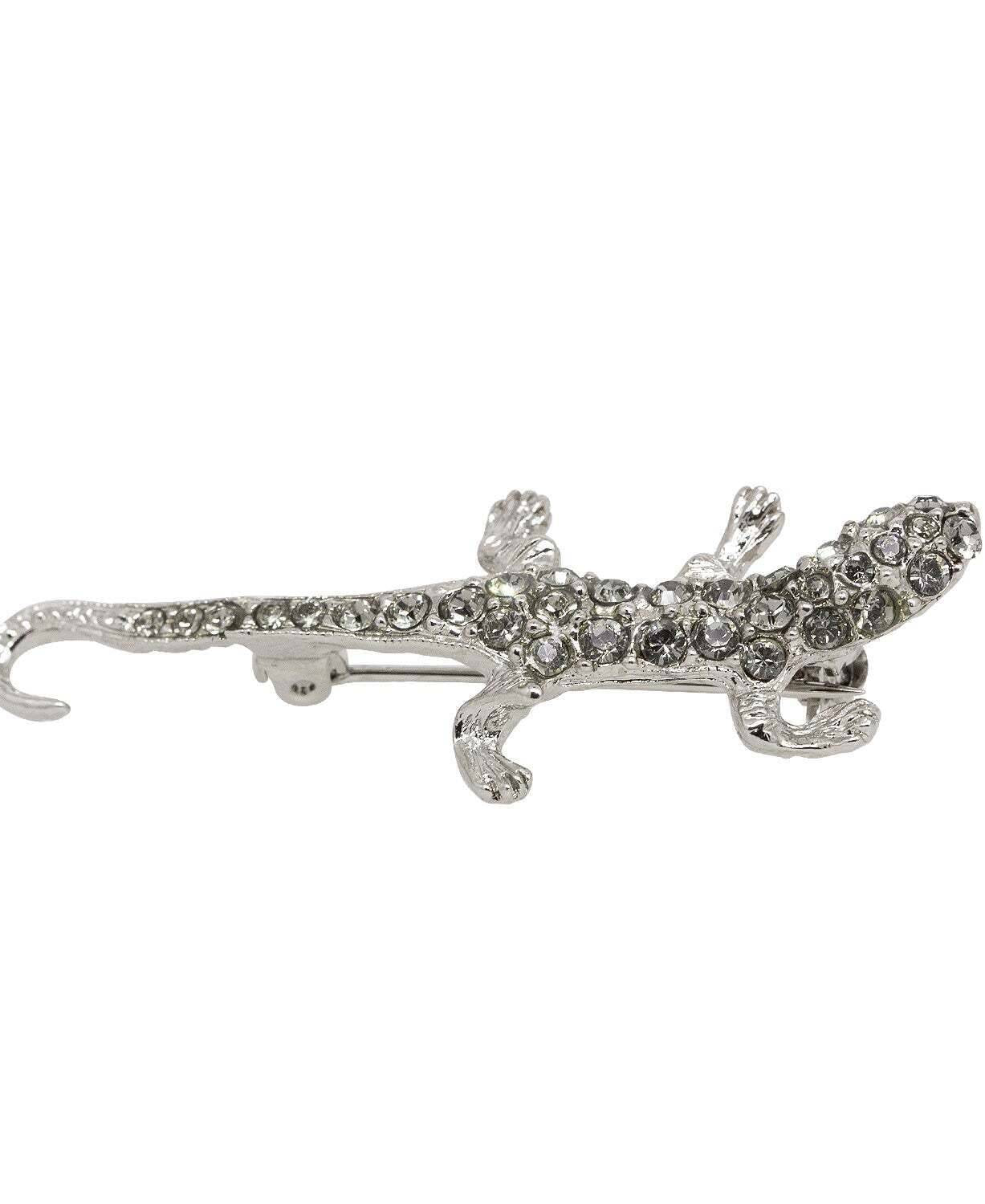 1928 Jewelry Lizard Pin With Black Diamond Color Austrian Crystal