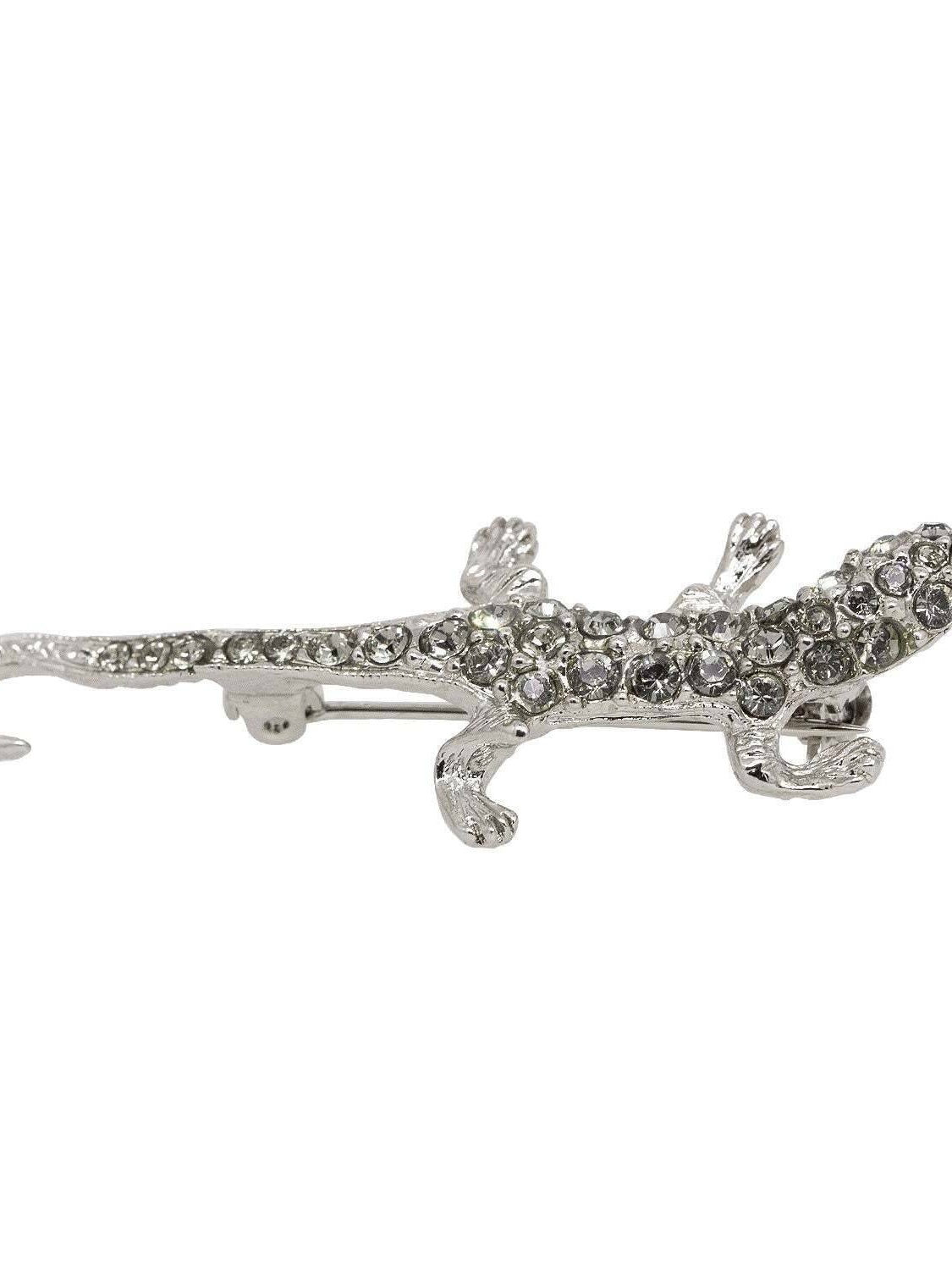 1928 Jewelry Lizard Pin With Black Diamond Color Austrian Crystal