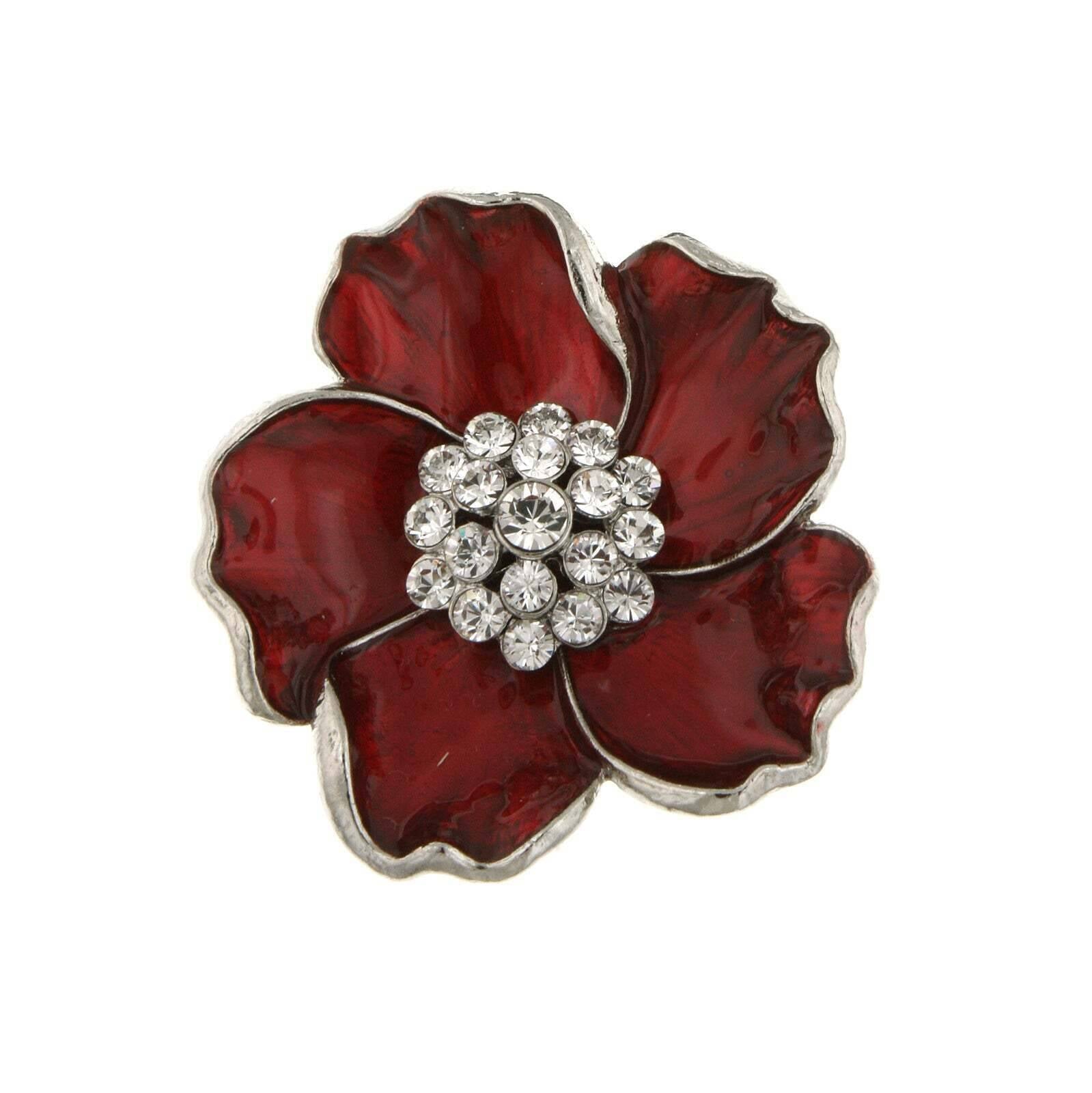 2028 Jewelry Enamel & Glass Stone Crystals Flower Pin