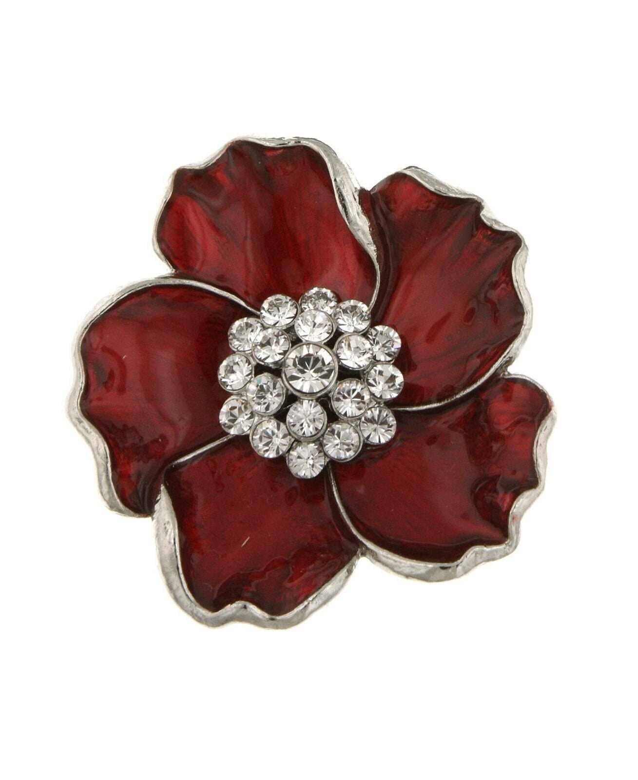 2028 Jewelry Enamel & Glass Stone Crystals Flower Pin