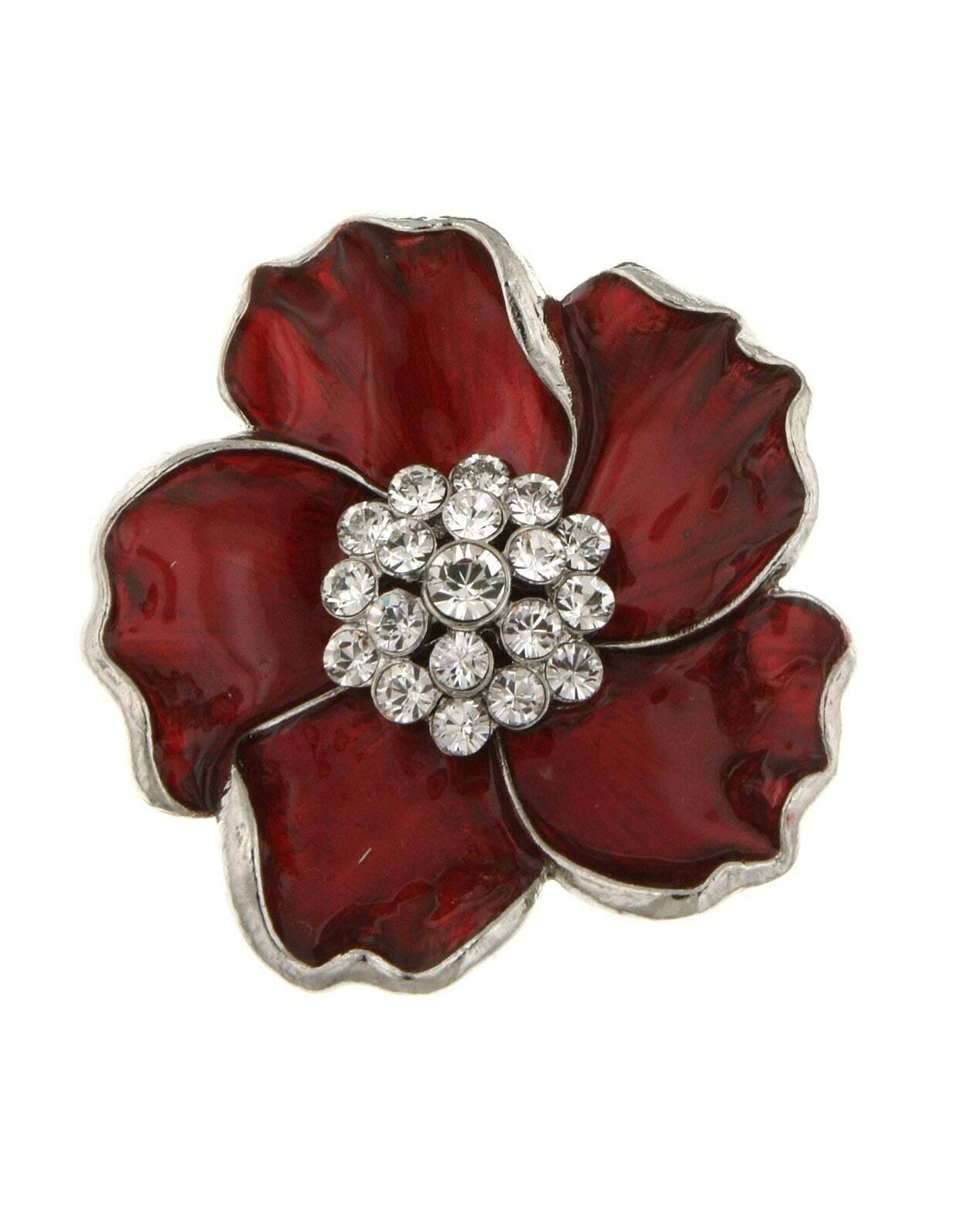 2028 Jewelry Enamel & Glass Stone Crystals Flower Pin