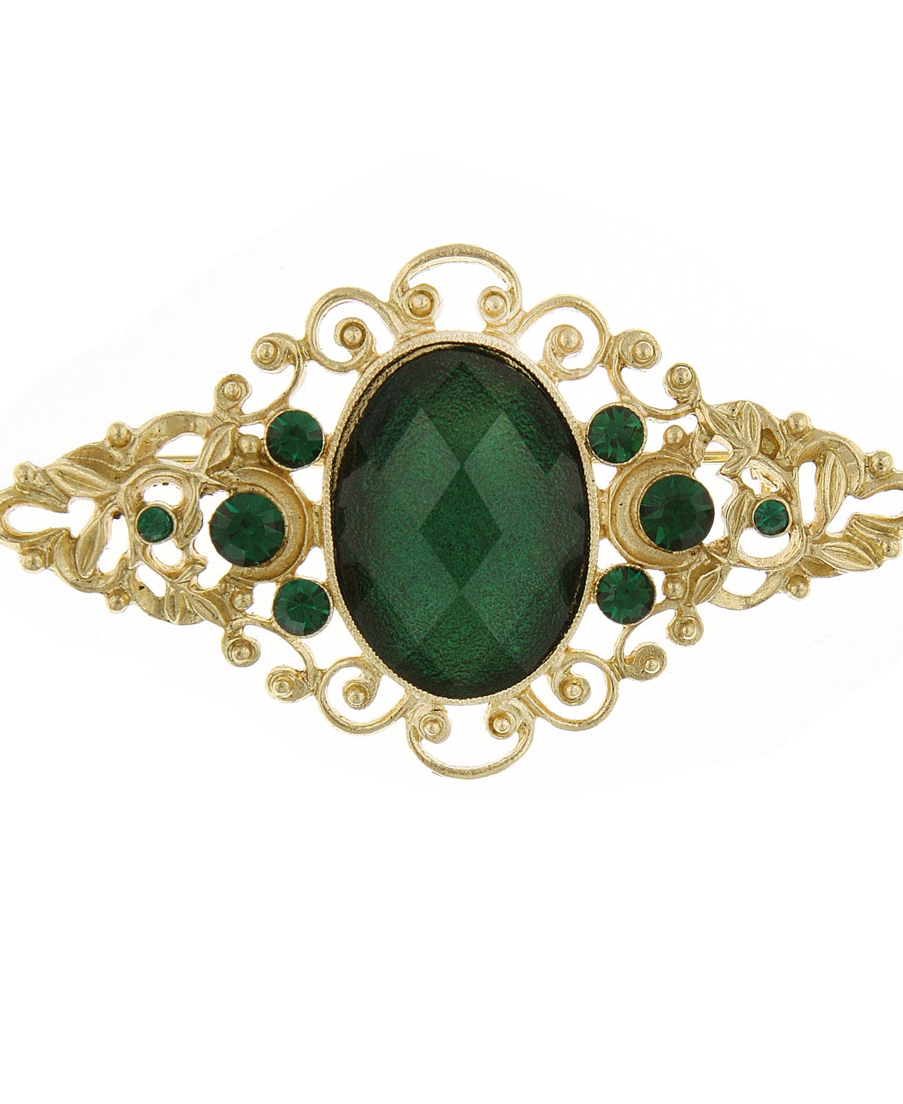 2028 Jewelry Oval Tourmaline Green Stone Emerald Green Crystal Filigree Pin