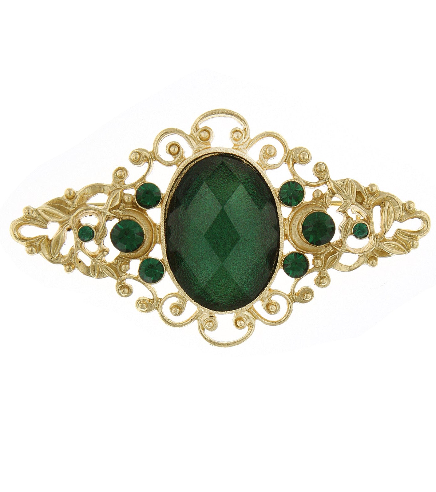 2028 Jewelry Oval Tourmaline Green Stone Emerald Green Crystal Filigree Pin