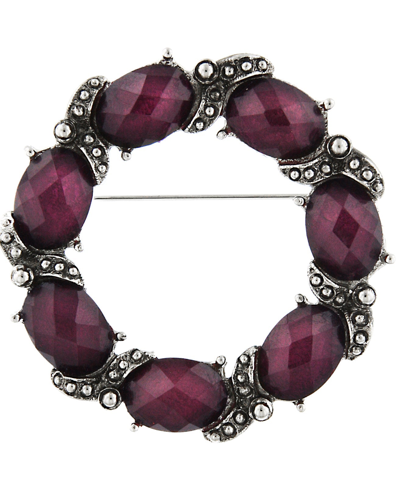 1928 Jewelry Amethyst Purple Stone Wreath Pin