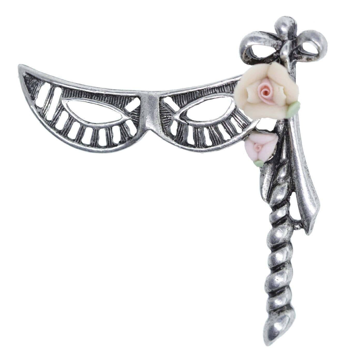 1928 Jewelry Mysterious Masquerade Mask Pin