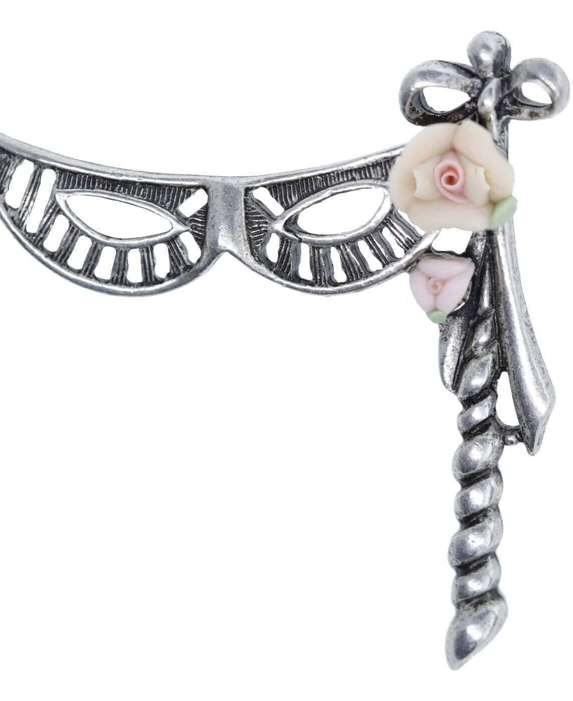 1928 Jewelry Mysterious Masquerade Mask Pin