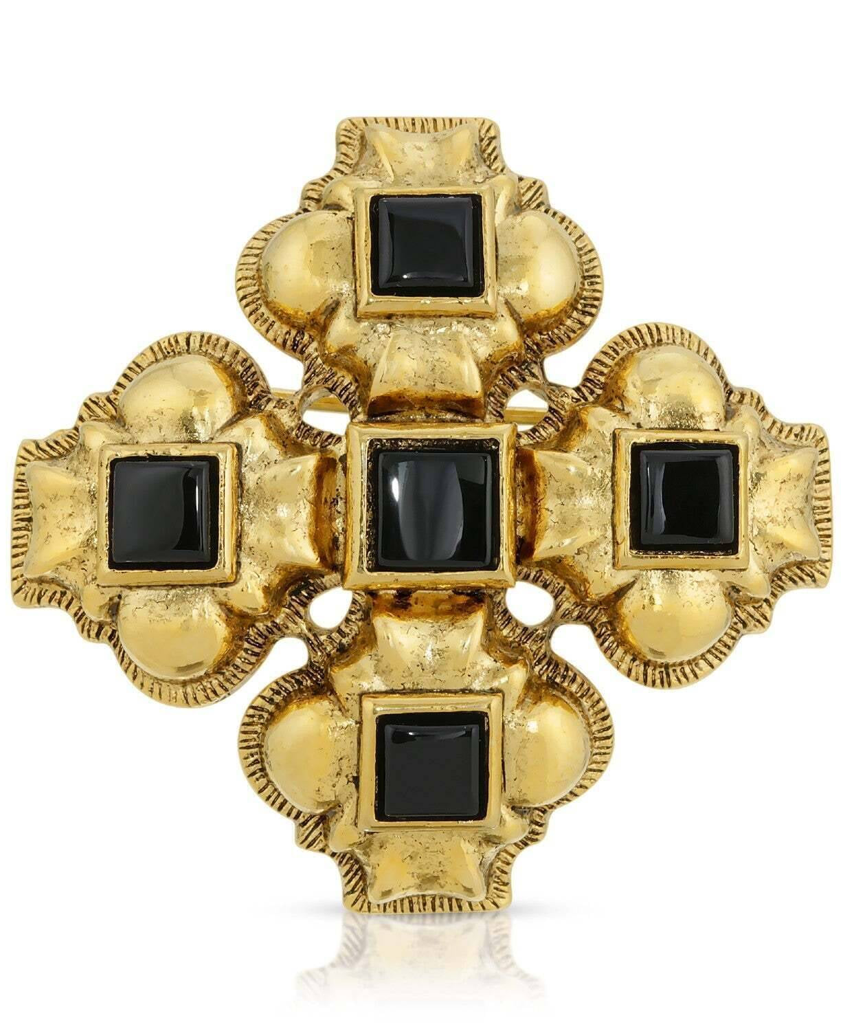 Antiquities Couture Vestments Square Black Onyx Gemstone Pin