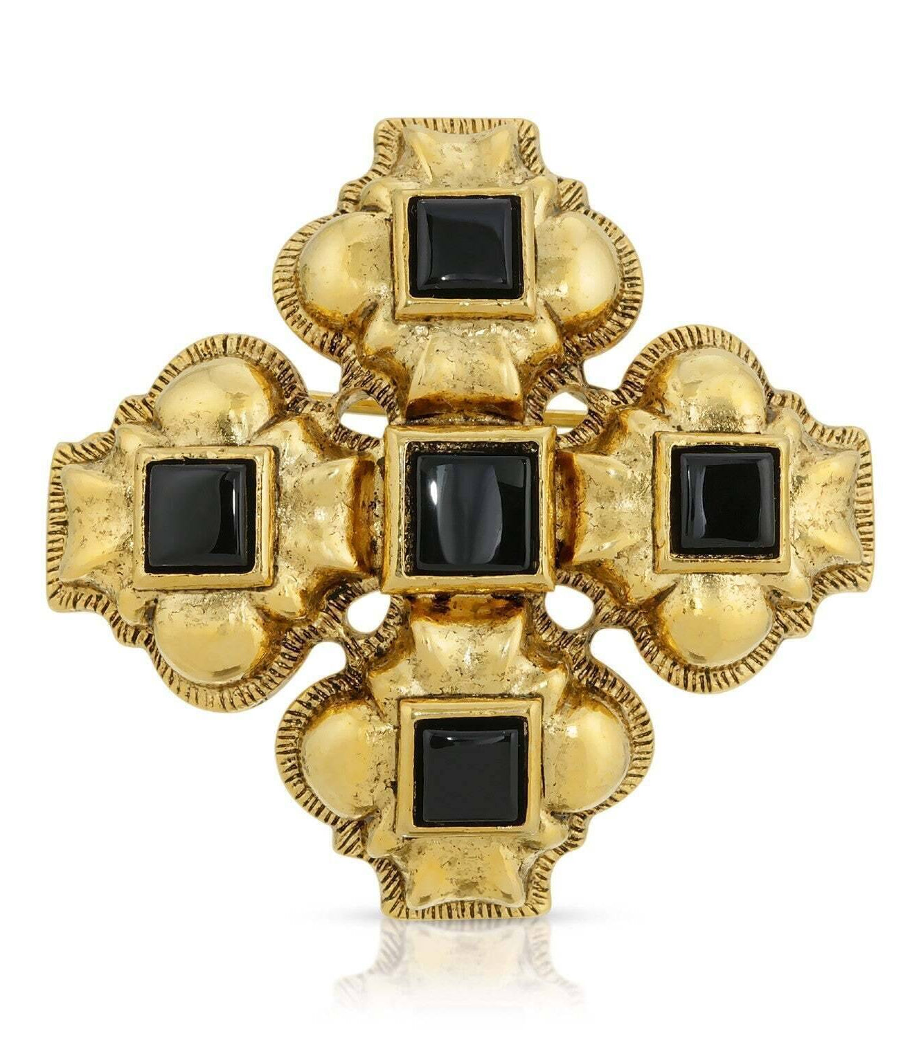 Antiquities Couture Vestments Square Black Onyx Gemstone Pin