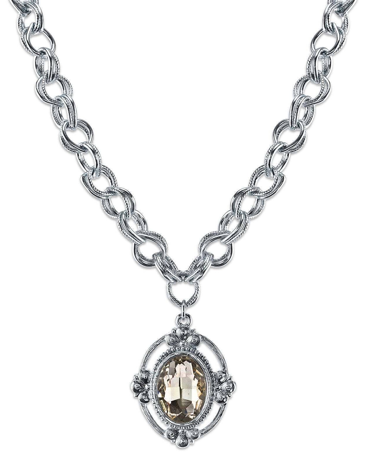 1928 Jewelry Austrian Crystal Pendant Necklace 16" + 3" Extender