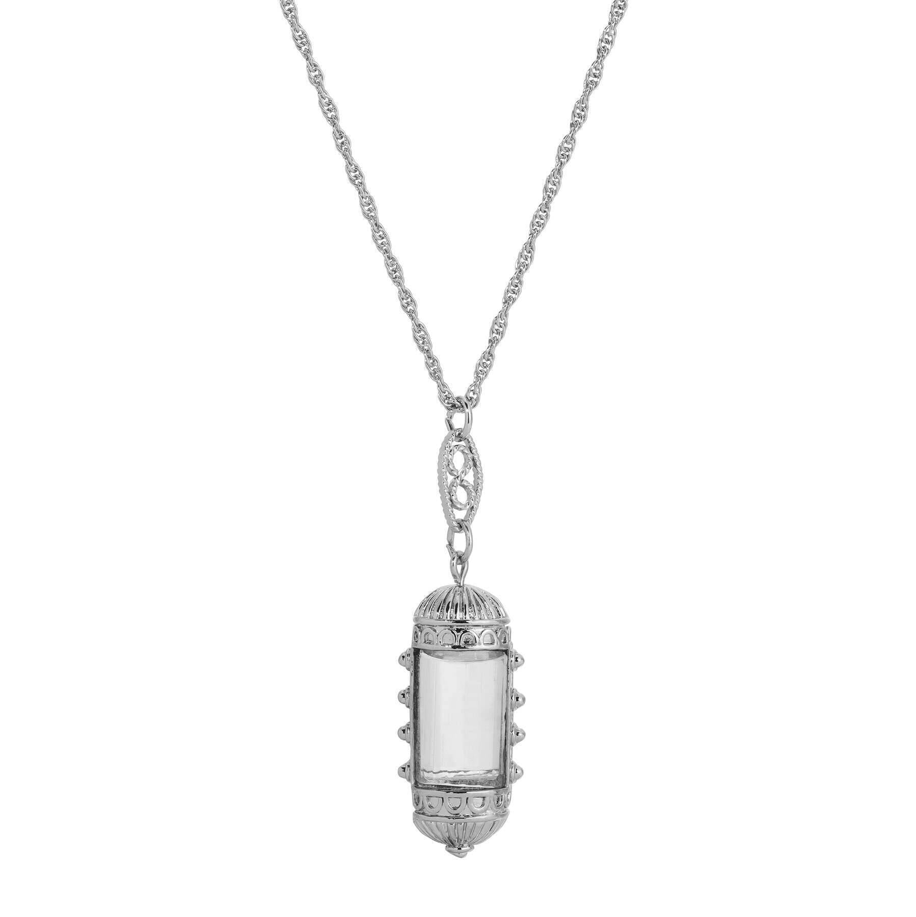 1928 Jewelry Elongated Deco Glass Stone Pendant Necklace 20"