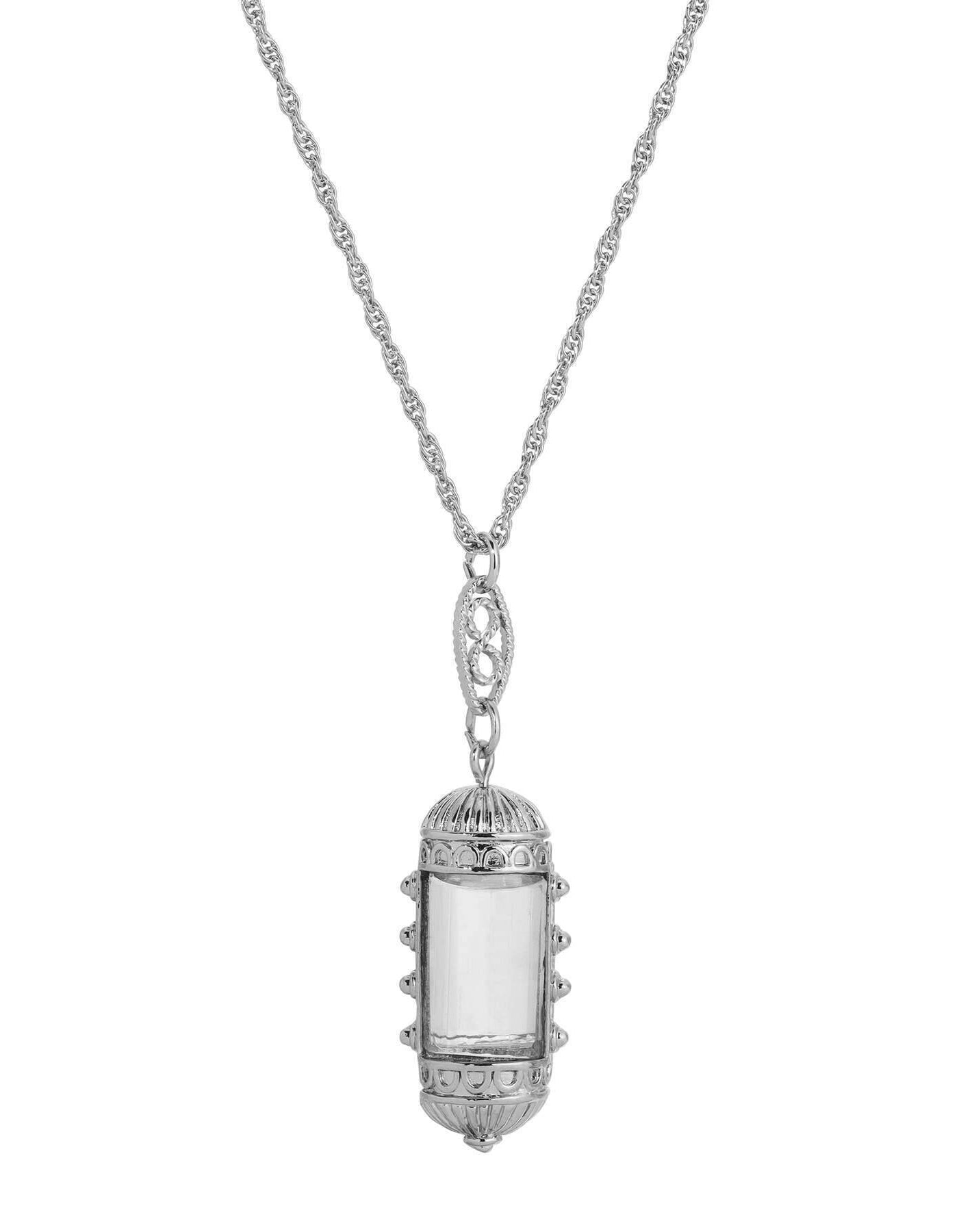 1928 Jewelry Elongated Deco Glass Stone Pendant Necklace 20"