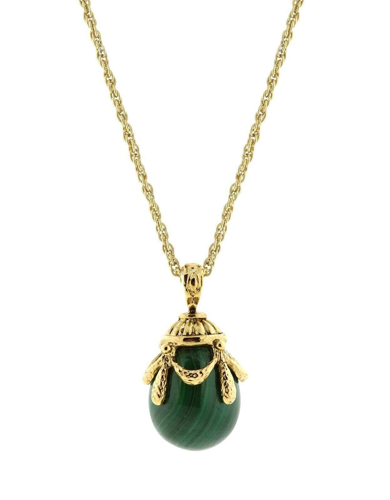 1928 Jewelry Gemstone Egg Pendant Necklace 30"