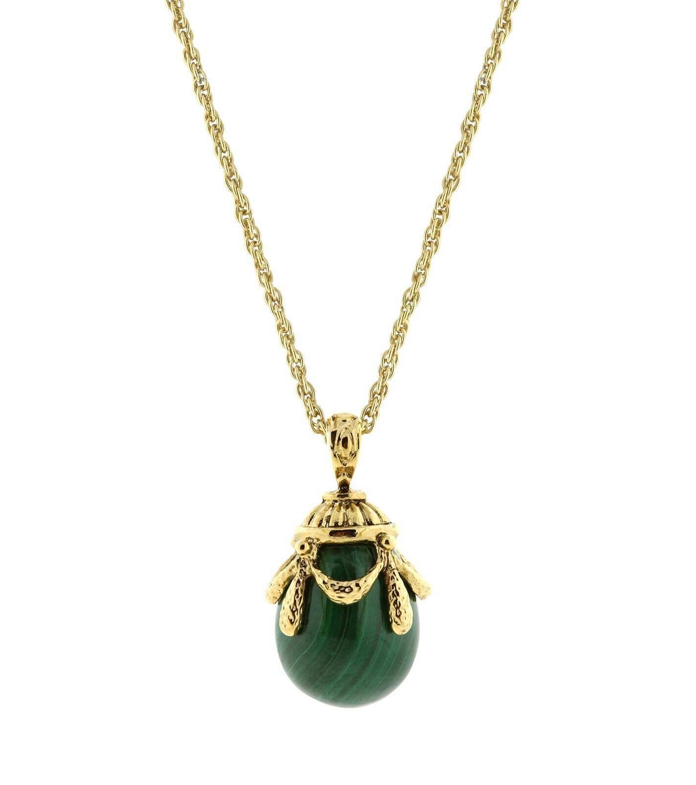 1928 Jewelry Gemstone Egg Pendant Necklace 30"