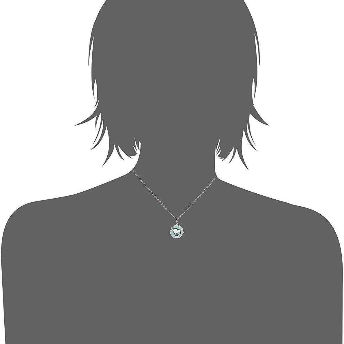 1928 Jewelry Turquoise Color Enamel Horse Pendant Necklace 16" + 3" Extender