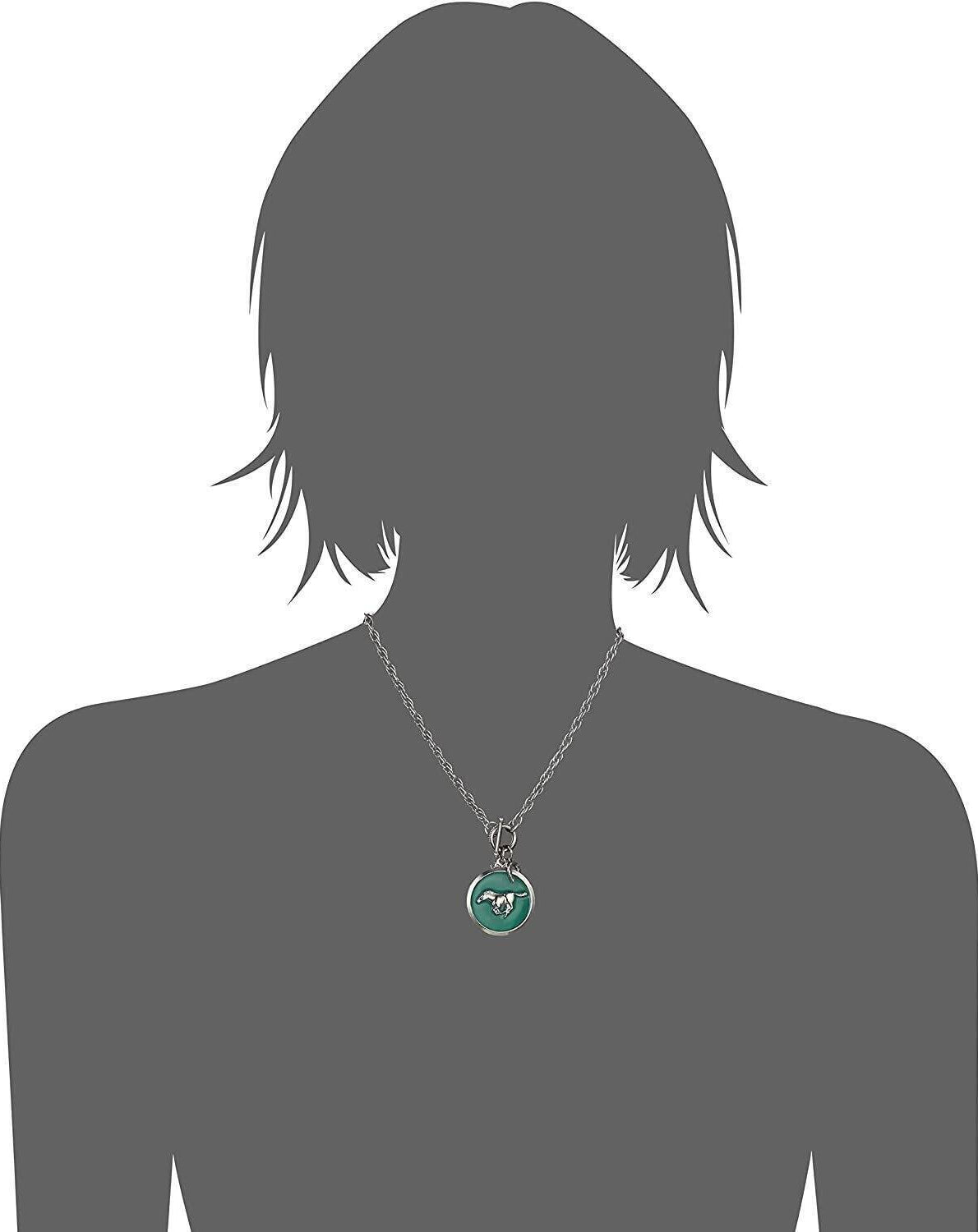 1928 Jewelry Turquoise Color Enamel Horse Pendant Toggle Necklace 18"