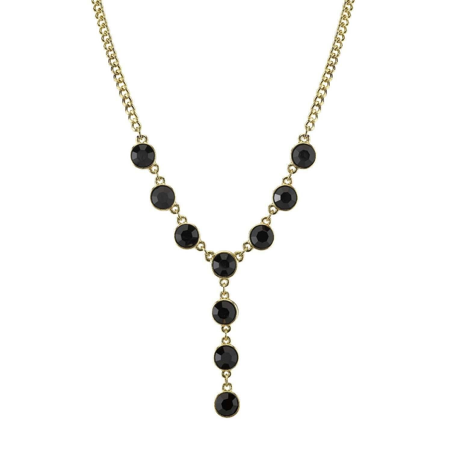 2028 Jewelry Multi Crystal Diamond Cut Cable Chain Y-Necklace 16" + 3" Extender