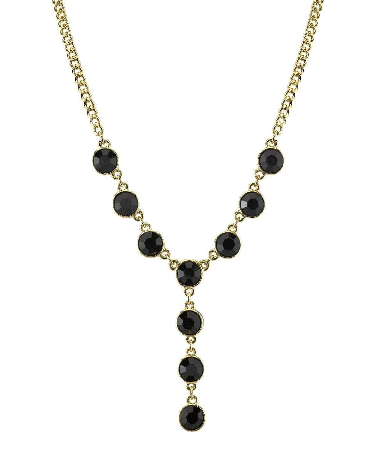 2028 Jewelry Multi Crystal Diamond Cut Cable Chain Y-Necklace 16" + 3" Extender