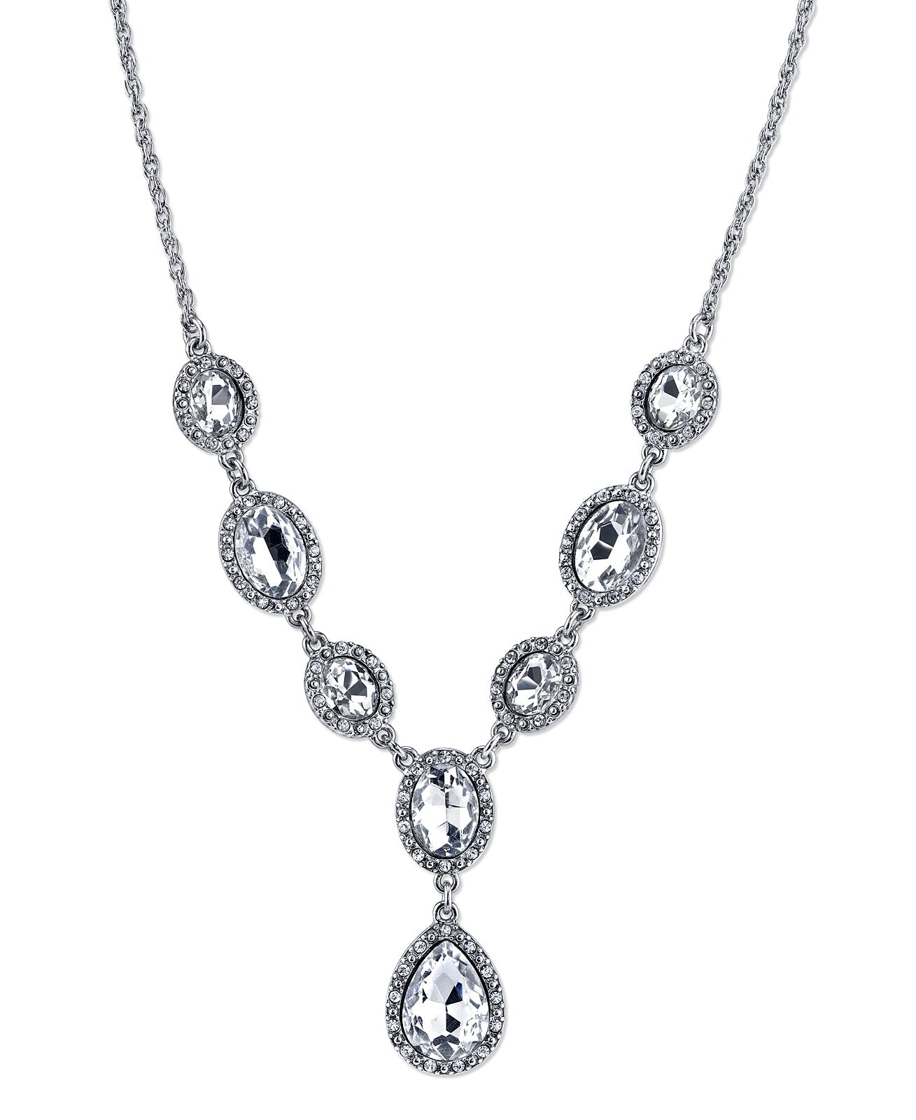 1928 Jewelry Multi Crystal Crystal Teardrop Y-Necklace 16" + 3" Extender