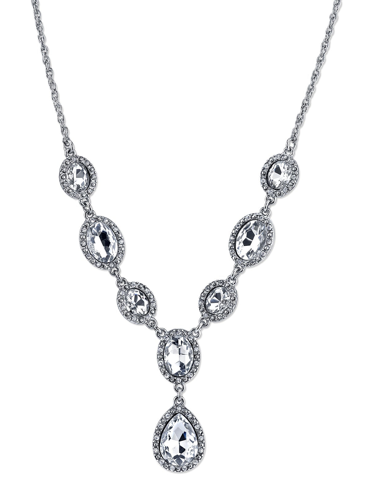 1928 Jewelry Multi Crystal Crystal Teardrop Y-Necklace 16" + 3" Extender