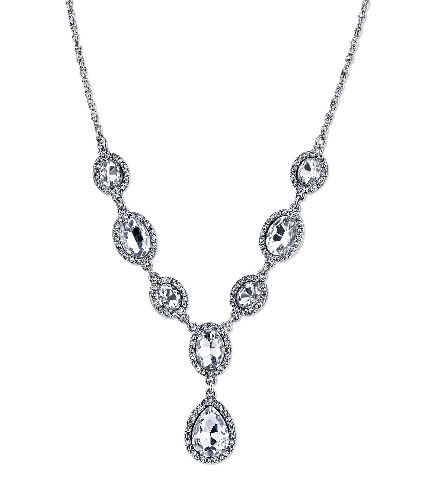 1928 Jewelry Multi Crystal Crystal Teardrop Y-Necklace 16" + 3" Extender