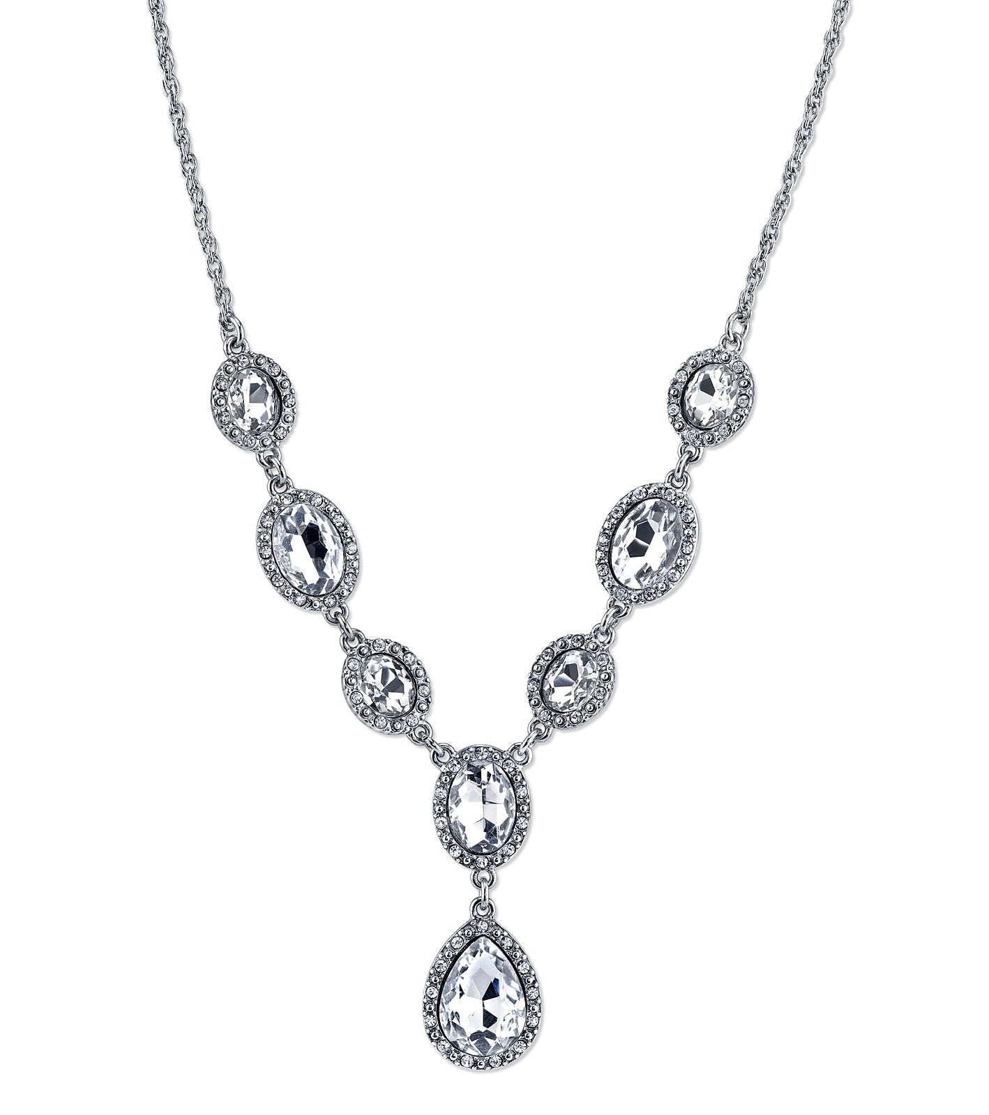 1928 Jewelry Multi Crystal Crystal Teardrop Y-Necklace 16" + 3" Extender
