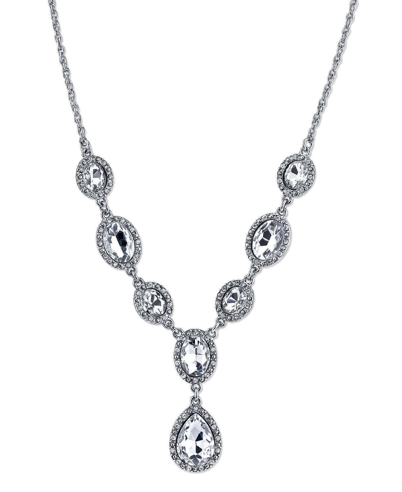 1928 Jewelry Multi Crystal Crystal Teardrop Y-Necklace 16" + 3" Extender