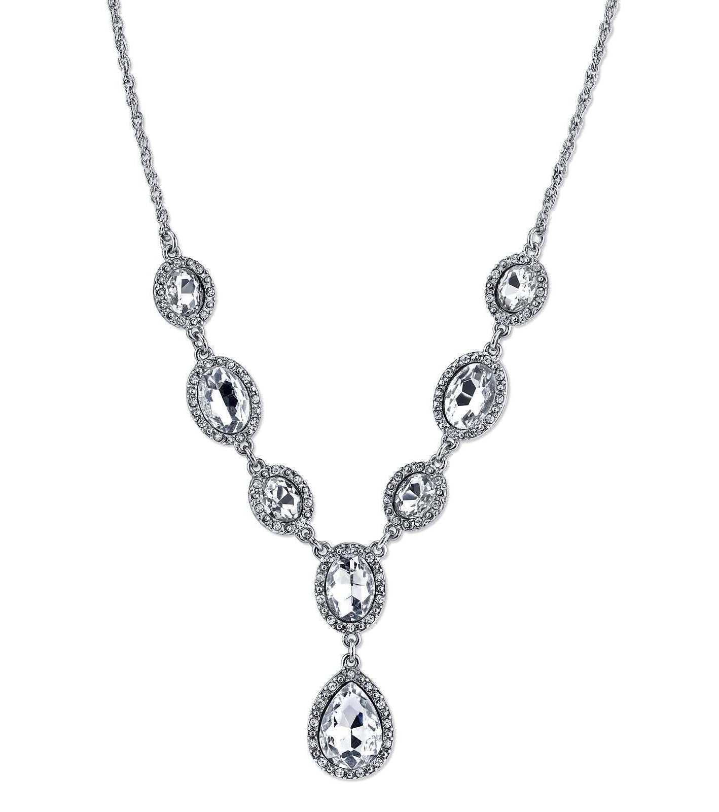 1928 Jewelry Multi Crystal Crystal Teardrop Y-Necklace 16" + 3" Extender